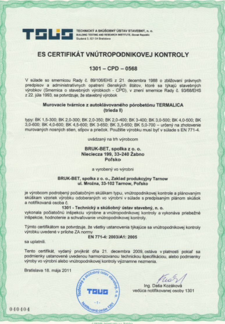 certifikát termalica